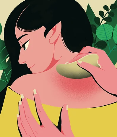 Gua Sha treatment on the skin